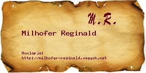 Milhofer Reginald névjegykártya